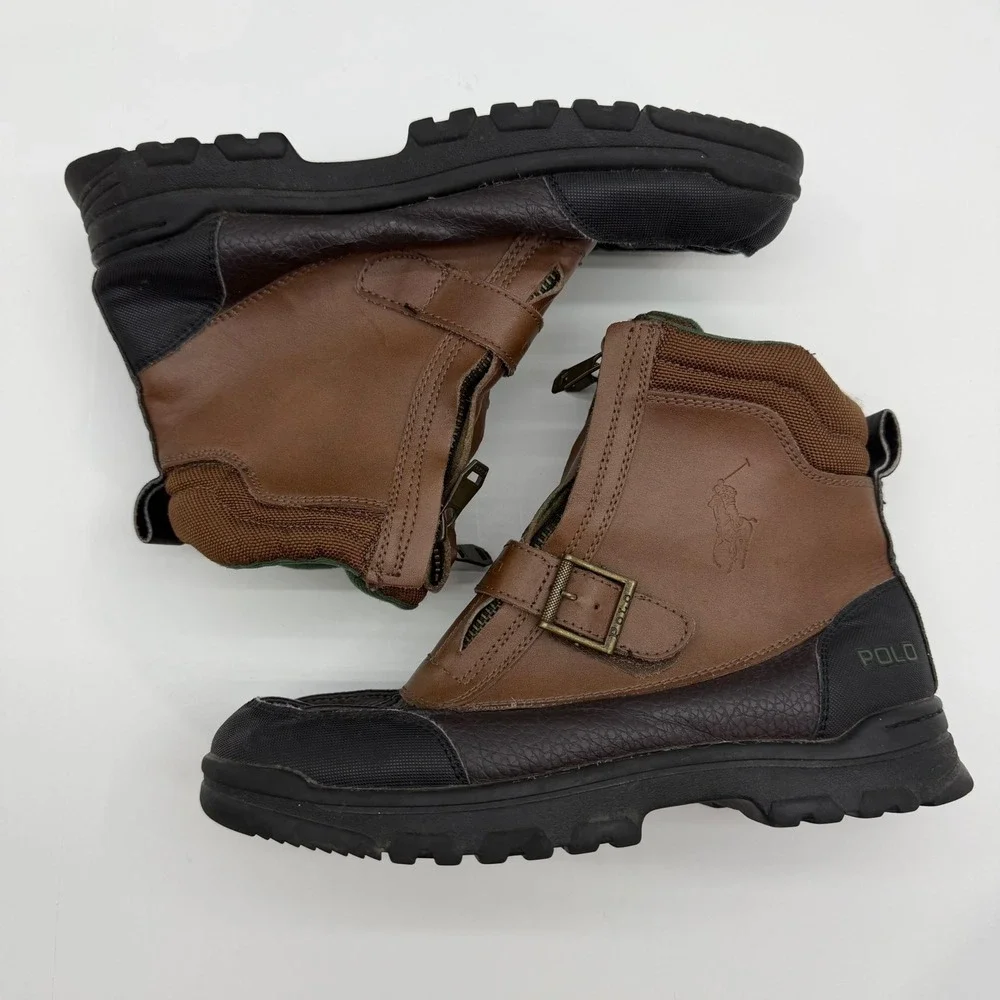 Vintage Polo Ralph Lauren Farleigh Hi‎ Zip Duck Boots Brown Mens 6
